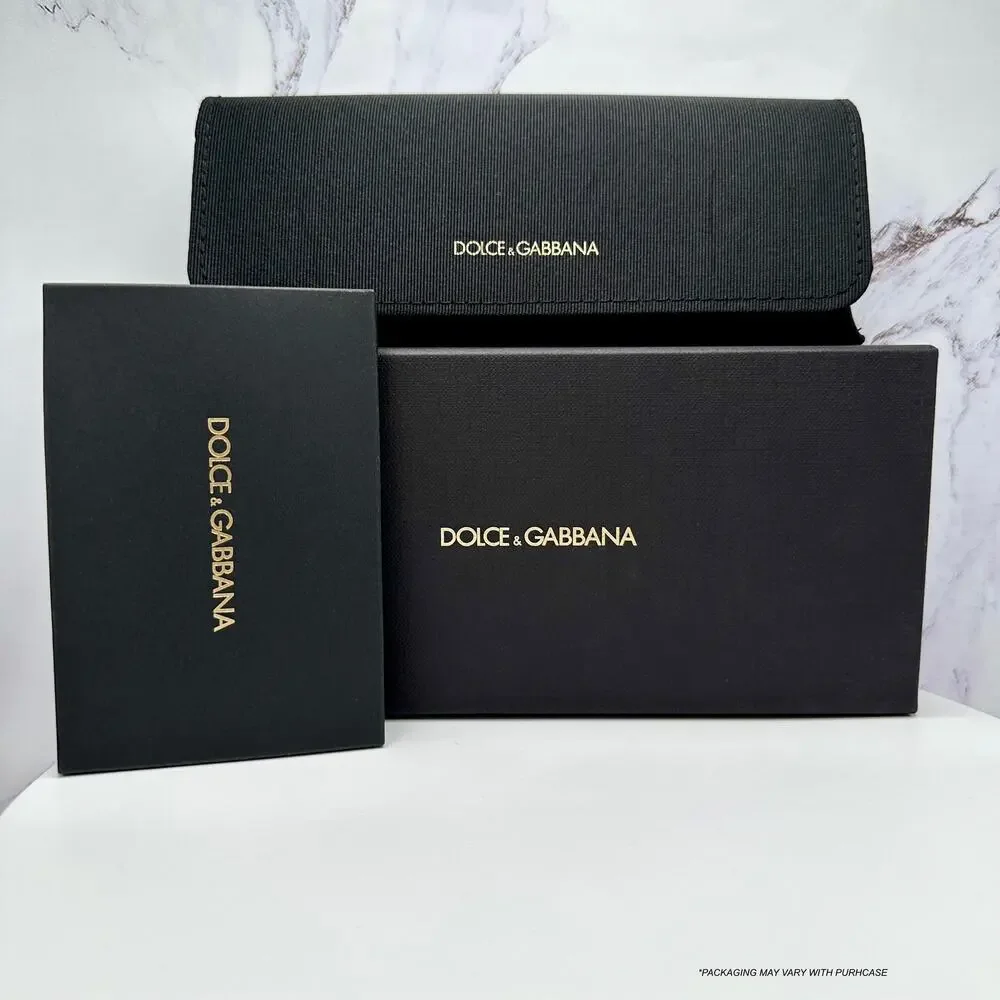 New Dolce&Gabbana Eyeglasses Black Square Gold Metal 55-18-145mm Glasses Frames - Picture 11 of 16
